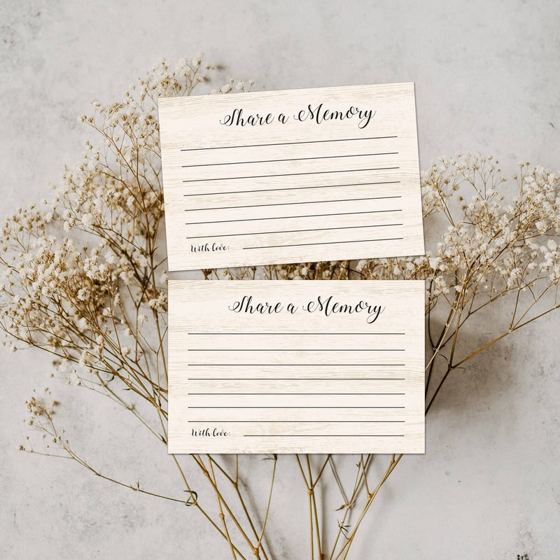 TENTADO Share A Memory Cards  50 Rustic Wood Cards and Sign for Wedding  Shower  Birthday  Funeral  Retirement  Graduation  Life Memories  Guest Book Alternative Advice Game. - Image 2